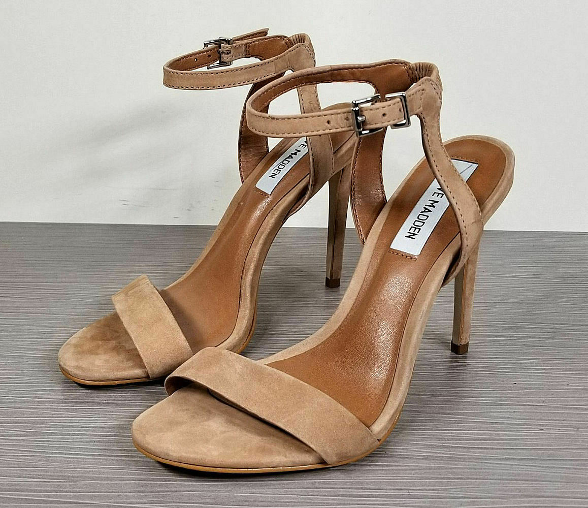 Steve Madden Landen Ankle Strap Sandal, Tan Nubuck, Womens Various Sizes