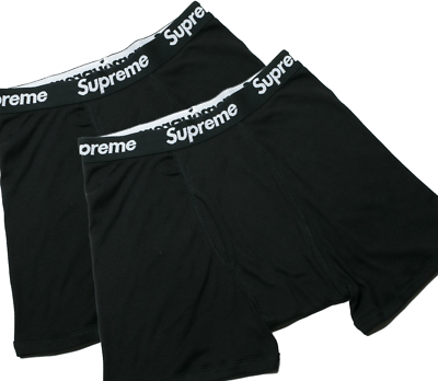 Authentic Supreme / Hanes Black Boxer Briefs Underwear (2 Pack) SMALL / S  28-30