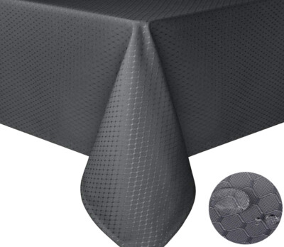 Tektrum 60''X84'' Rectangular Waffle Tablecloth-Waterproof/Spill Proof (Charcoal)