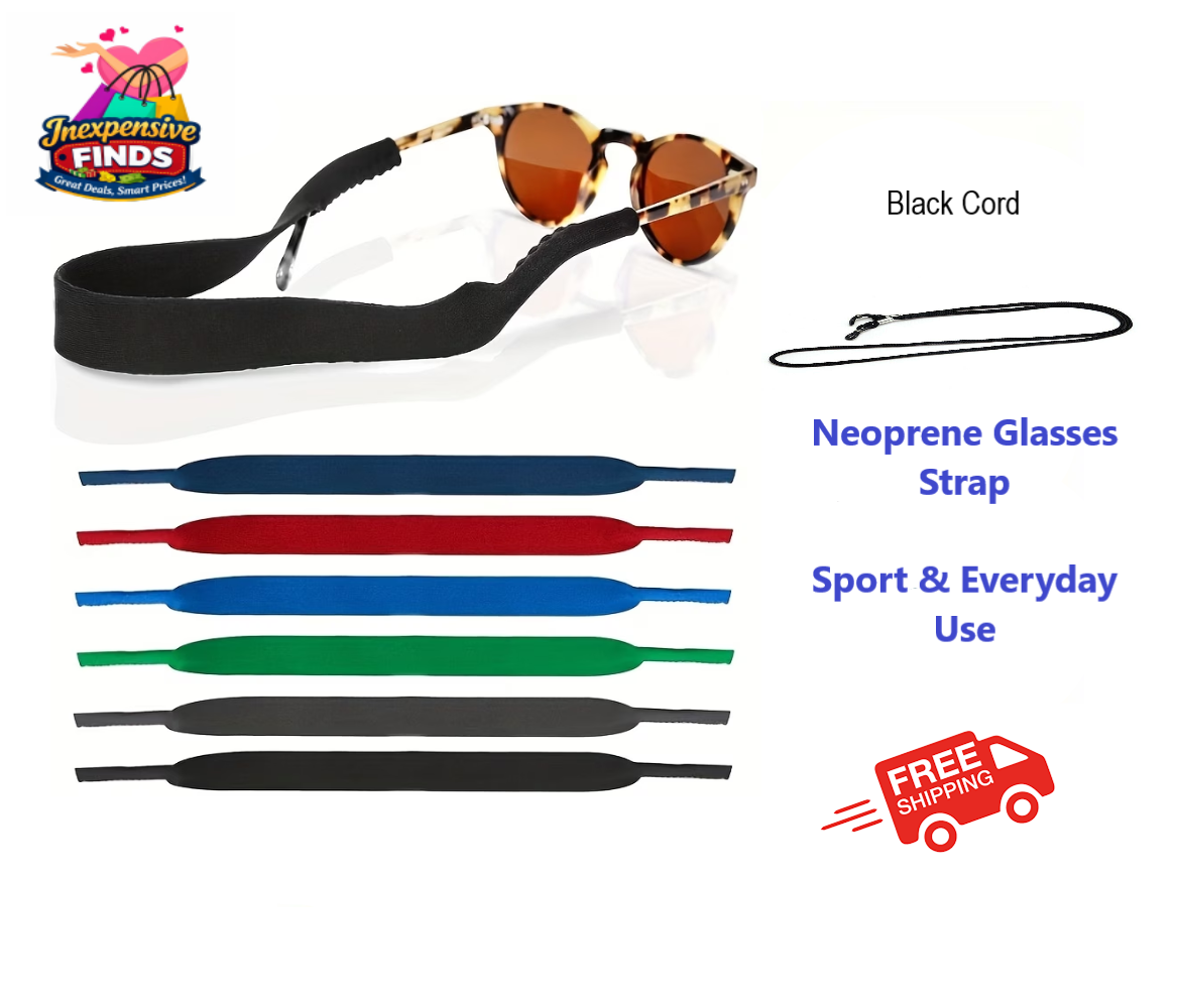 Neoprene Glasses Strap 40cm for Sunglasses, Anti-Slip Sports Band, 6 Colours