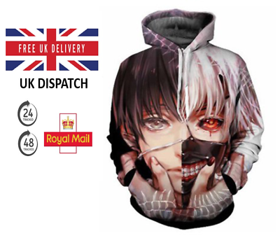 Tokyo Ghoul Anime Ken Kaneki Hoodie Jumper Unisex Pullover United Kingdom