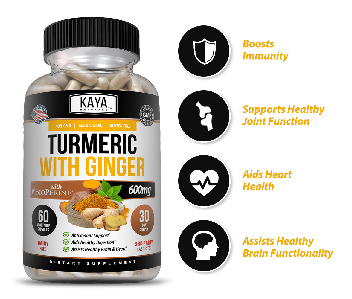 (2 Pack) Turmeric Curcumin with Ginger + Black Pepper, Joint Pain Maxx Strength