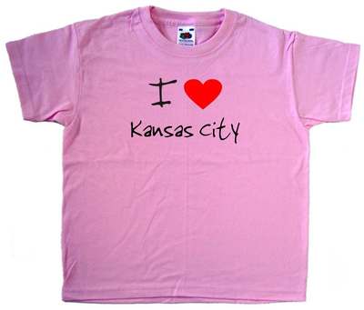 I Love Heart Kansas City Pink Kids T-Shirt