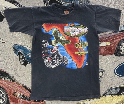 90s Harley-Davidson TシャツOrleans Two-Face Vintage 90s Harley Davidson Fun-Wear Heritage Softail