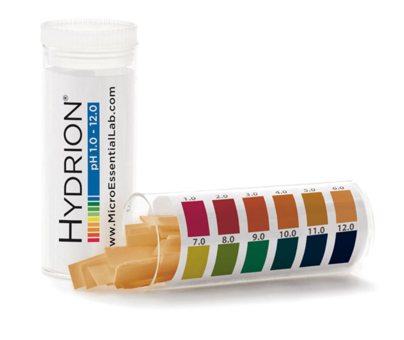 100 ct pH Hydrion Strips Test Tape Paper 165/ 1-12 Acid Alkaline Range 1.0-12.0 