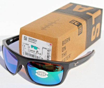 COSTA DEL MAR Broadbill 580 POLARIZED Sunglasses Matte Black/Green Mirror 580G