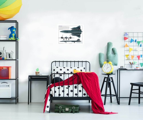 SR-71 Blackbird Three Views Military Airplane Educational Poster 24x18