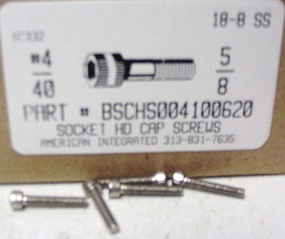 #4-40x5/8 Hex Socket Head Cap Screws Stainless Steel (60)