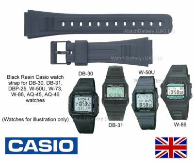 Genuine Casio Watch Strap Band AQ45 AQ46 DB-30 DB31 DBA-80 FB-52W W-50U W-73 W86