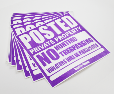 Posted Private Property No Trespassing Signs 11" x 11" - Tyvek Material