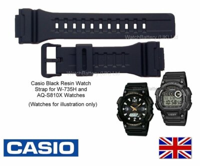 Genuine Casio Watch Strap Band W-735H W-736H AQ-S810W AEQ-110W AEQ-110BW - BLACK