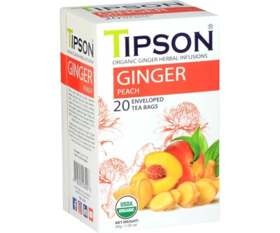 Tipson Organic Ginger - Ginger Peach 20 Enveloped Free Shipping World Wide