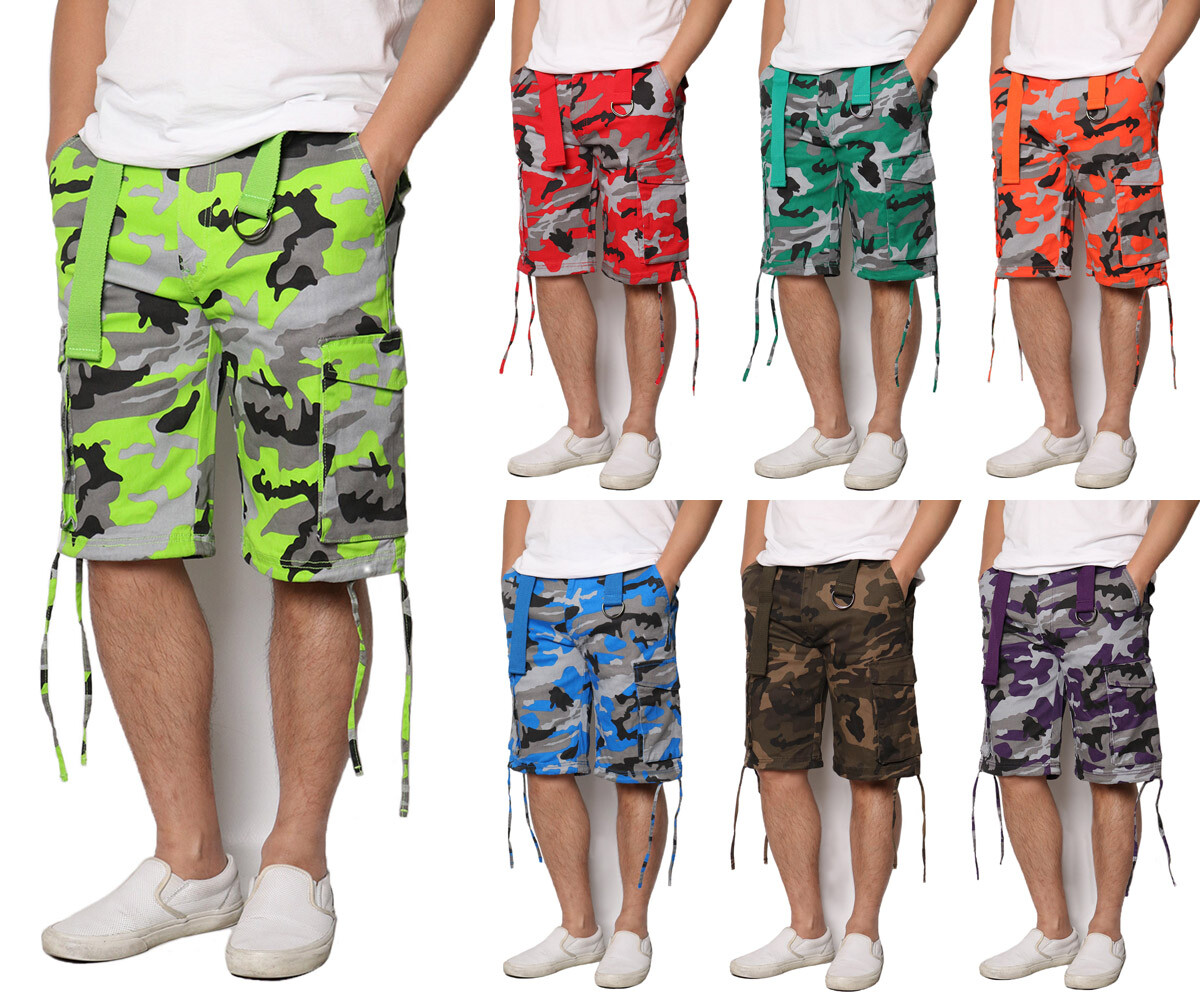 ゴル吉 TIE DYE CAMO SHORT PANTS Denim Style Unisex Tie-Dye Cargo Shorts | Camo Baggy Jorts