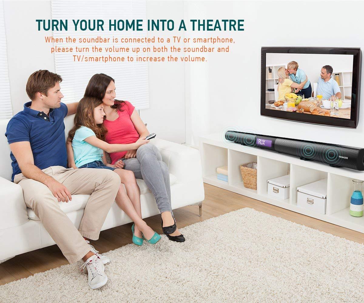 TENKER Soundbar, 32-inch Wired and Wireless Bluetooth 2-Channel Soundbar, Home