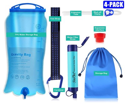 Gravity Water Filtration System 3L Tree Strap Portable Water Filter Straw Kits