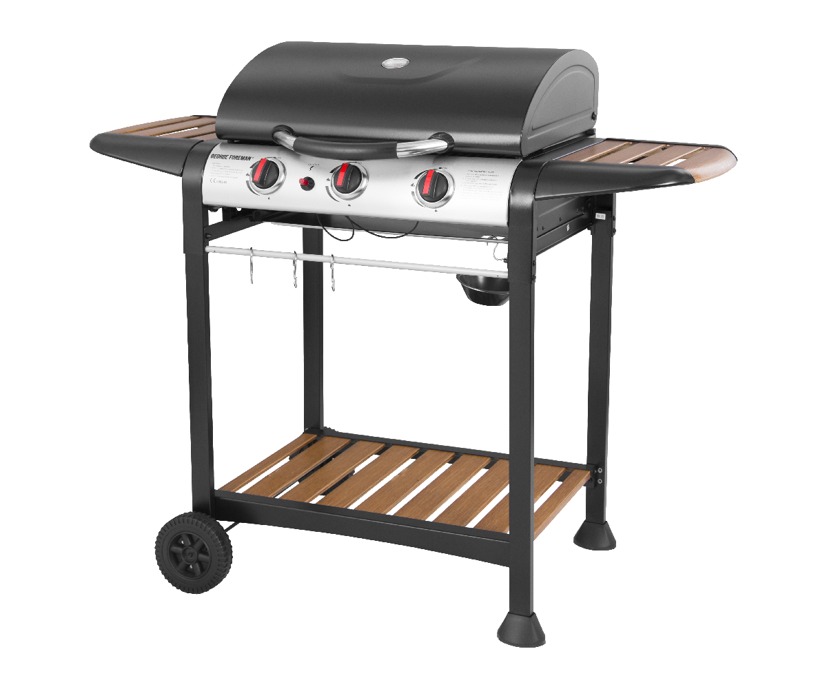 George Foreman GFGBBQ3BW 3 Burner Stainless Steel Gas BBQ & Grill with