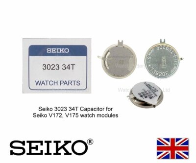Seiko 3023 34T Capacitor Watch Battery for V172 V173 V174