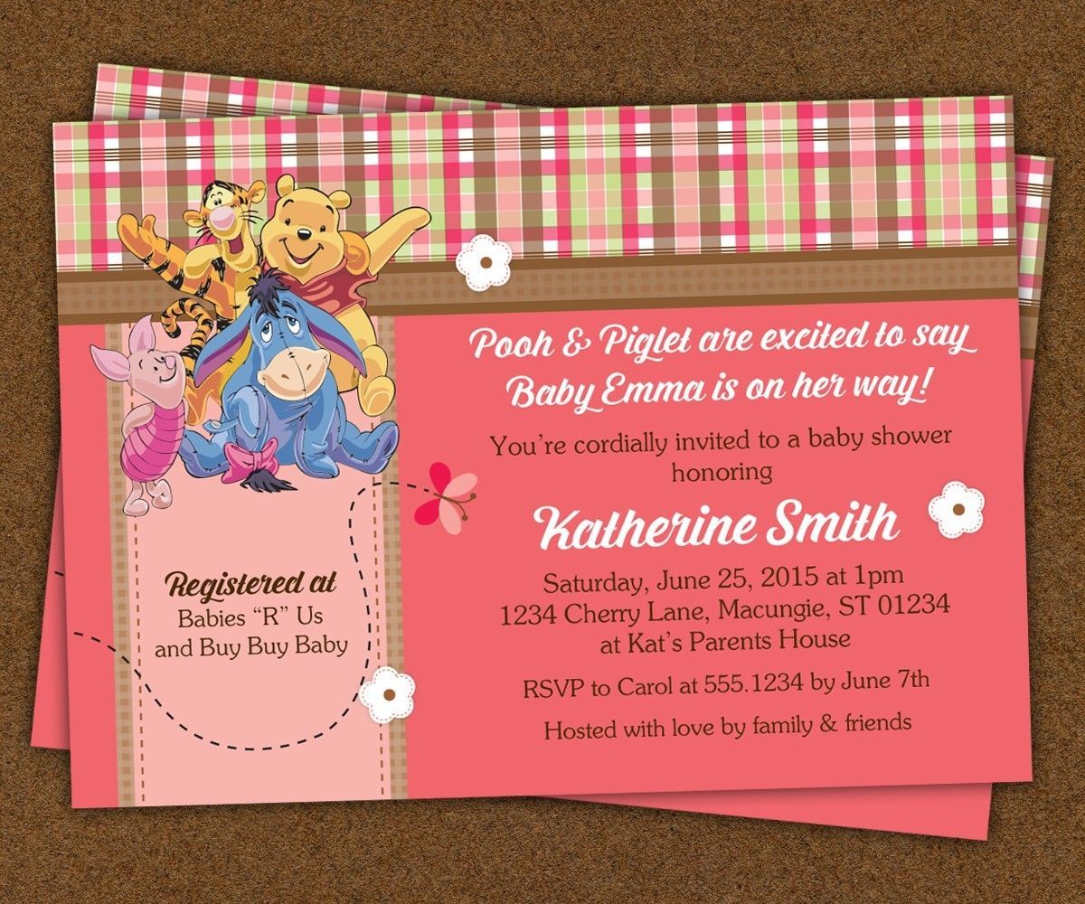 Winnie the Pooh Cartões e convites de Chá de Bebê