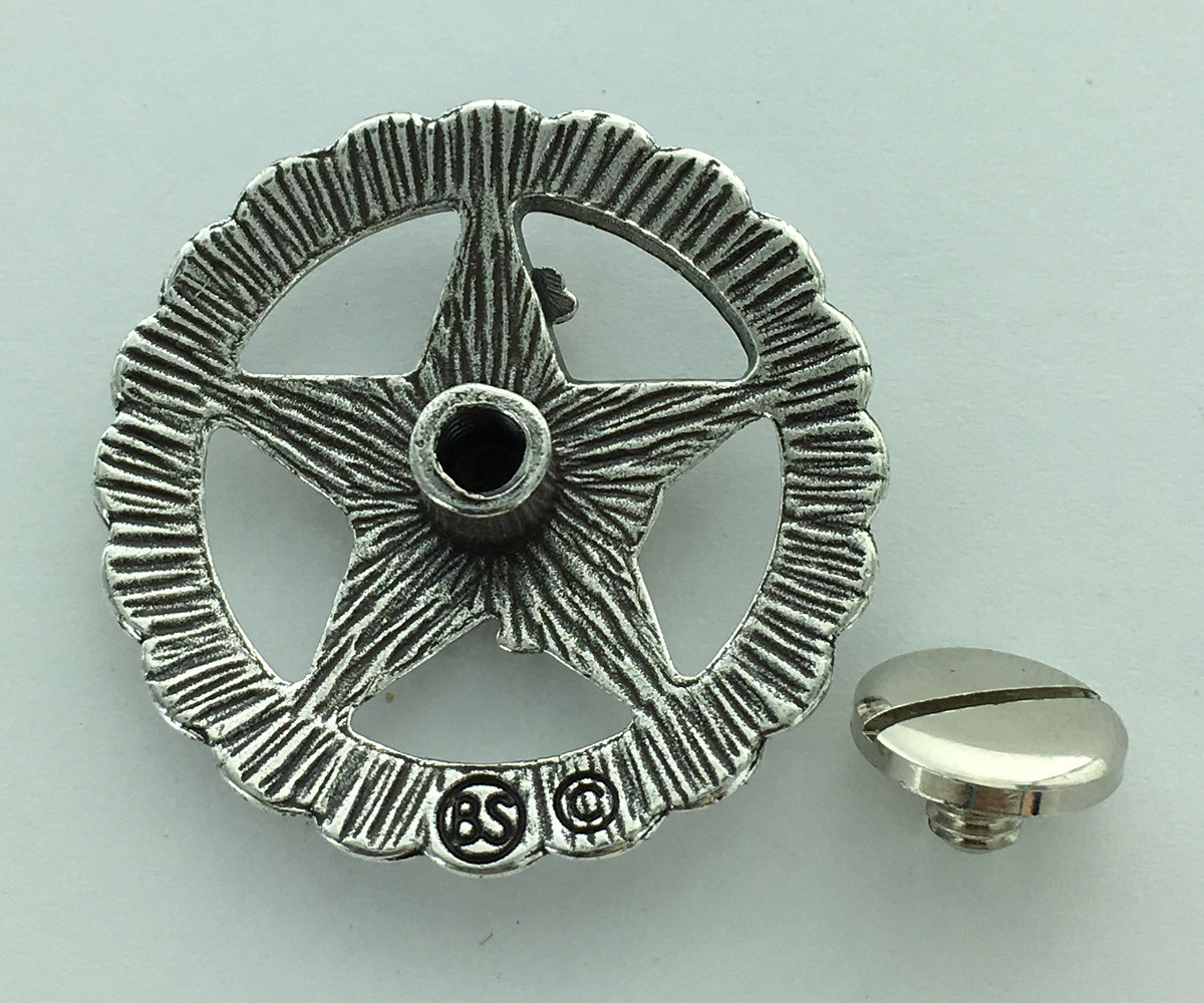 WESTERN HORSE SADDLE TACK ANTIQUE GOLD BRONCO RIDER STAR CONCHOS screw back