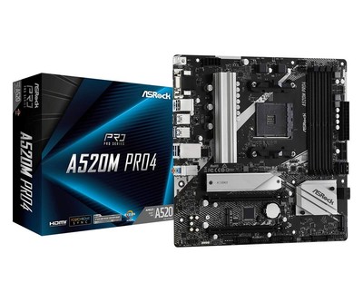 Asrock Amd Ryzen 3000/4000 Series Soket Am4 A520 Chipset Micro Atx A520M PRO4
