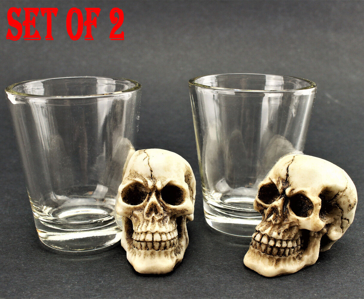 [Set of 2] Skull Shot Glass Skull Head Pirate Shot Glass for Wine Vodka Whi...