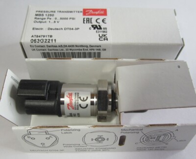 NEW DANFOSS MBS 1250 HVAC HYDRAULIC PRESSURE TRANSMITTER 063G2211 5000-PSI 3/8''