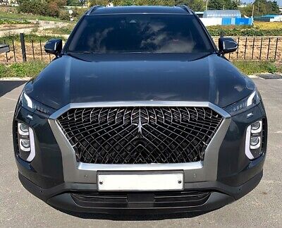 Front Spider Radiator Grille Glossy Black (Fits: 2019 2022 Hyundai Palisade)