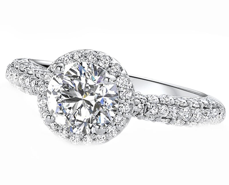 Gia Certified Diamond Engagement Ring 2.00 Carat Round Cut 18k White Gold