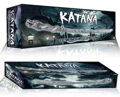 2024 Katana 2 Oz 999 Silver Antiqued Sword Shaped Chad Coin 475/950 Minted