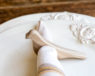 Wooden Napkin Ring Eames Bird inspired SET of 4 rings