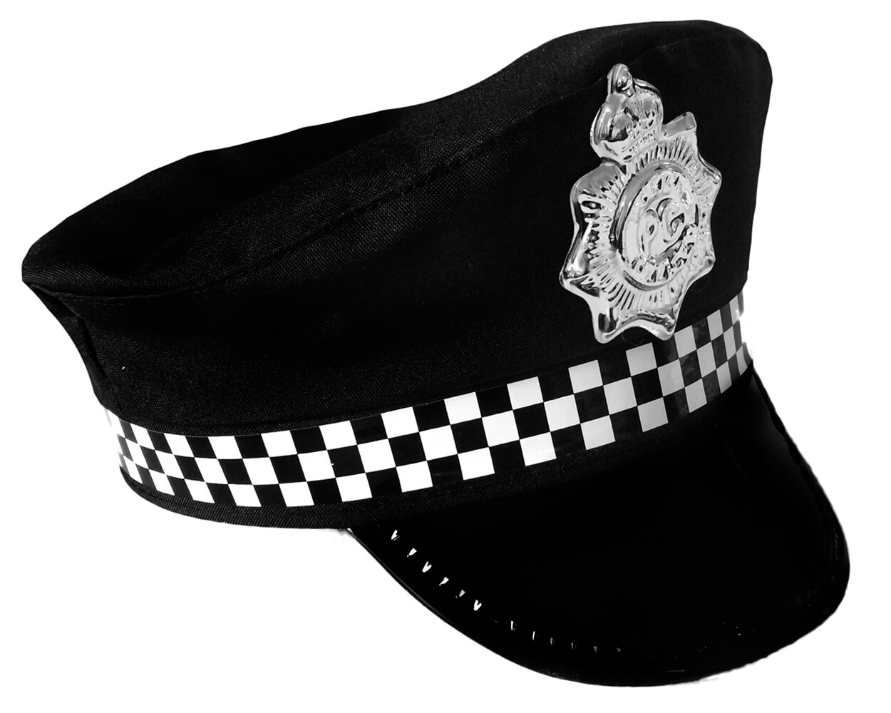 POLICE HAT FANCY DRESS CHECKERED COSTUME ACCESSORY ADULTS KIDS HEN