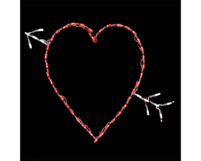 Valentine's Day Heart Cupid Arrow Red LED Lighted Window Outdoor Art Wireframe