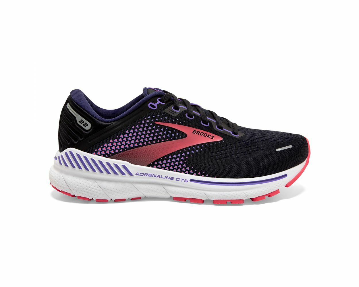 Женские кроссовки BROOKS ADRENALINE GTS 22 черный-фиолетовый-коралловый