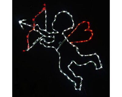 Valentine's Day Cupid Heart Arrow LED Lighted Outdoor Wireframe Decoration 40''