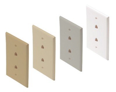 Steren 4C Almond Smooth Flush Dual Jack