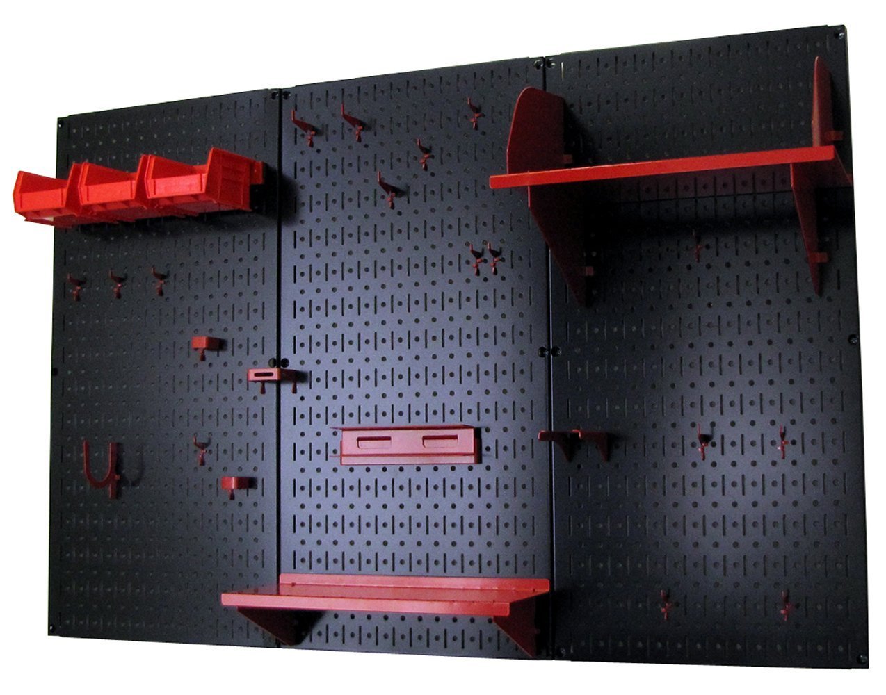 Wall Mount Pegboard Garage Tool Storage Shop Shed Organizer Shelves Red Black