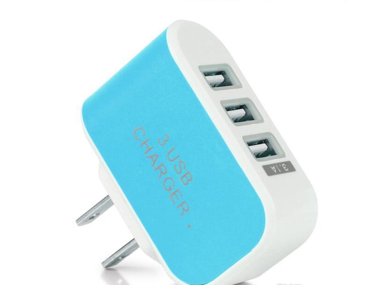 5V 3.1A WALL PLUG 3 USB PORT HUB SLOT CHARGER A/C ADAPTER CONNECTOR US LED LIGHT - Picture 6 of 12
