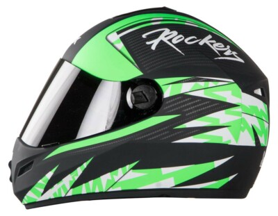 SB-39 Rox Rockers Mat Black & Flu Green & Full Face Smoke Visor L Size 600mm @UK