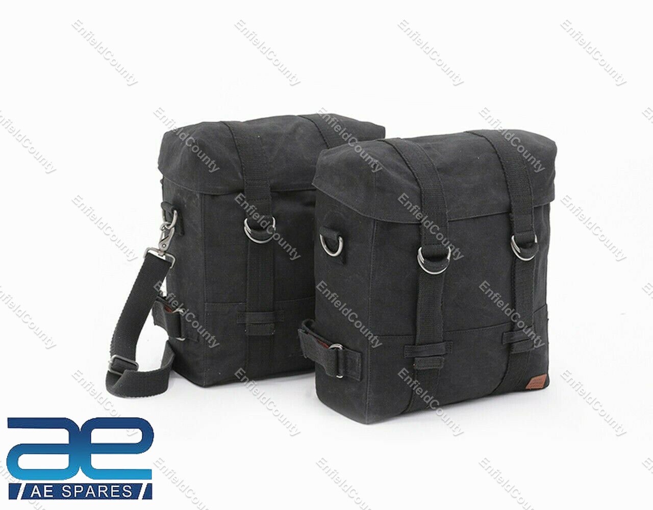 For Royal Enfield Classic 350 500 Military Pannier Set With Black Bags & Fitting 