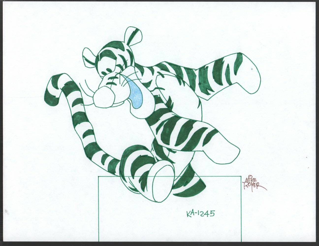 Winnie-the-Pooh Disney Green Ink Drawing Tigger the Tiger KA