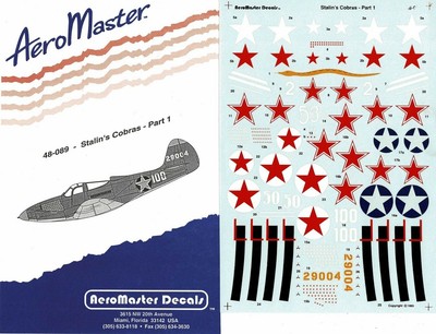 1/48 AEROMASTER DECALS 48-089; Stalin''s Cobras Part 1 Bell P-39 Airacobra