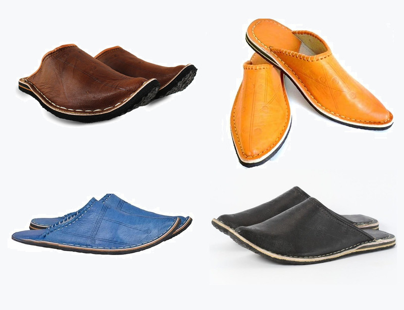Babouche Mule Berbere Traditionnel Bout Pointu Cuir Naturel FabriquÃ© Au Maroc