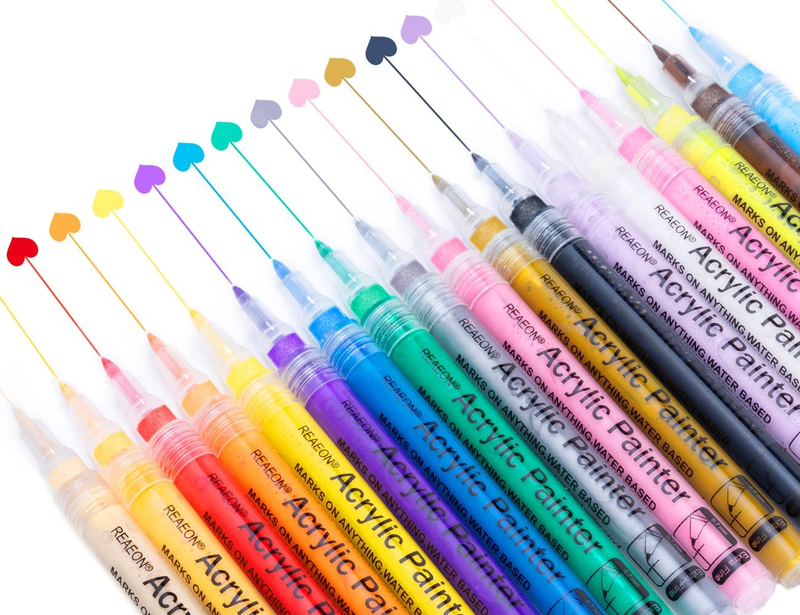 Acrylic Paint Pens, Paint Marker for Rock Painting, 18 Colors Permanent Acrylic