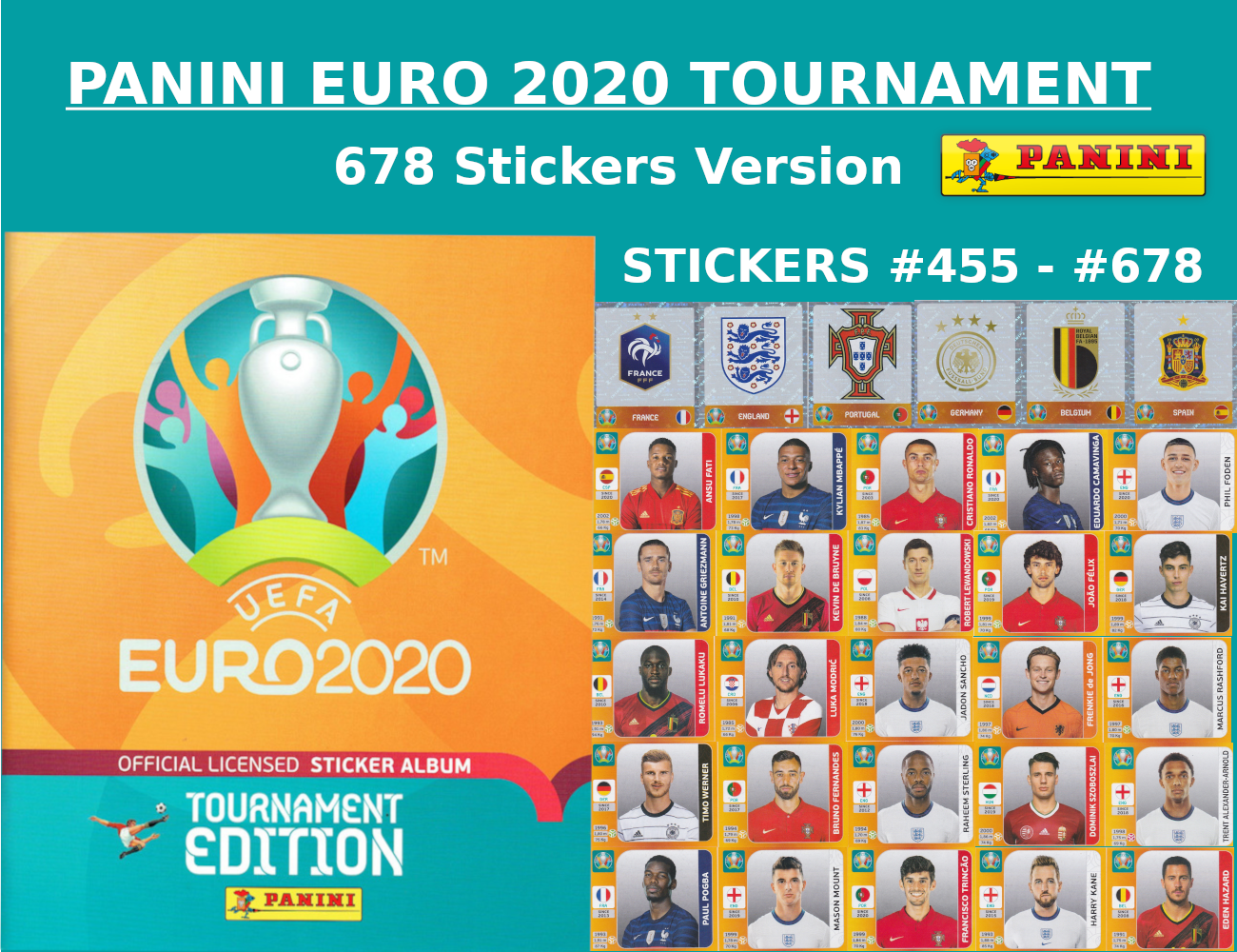 Panini UEFA EURO 2020 TOURNAMENT STICKERS - #455 - #678 - BUY 1, GET 1 FREE.