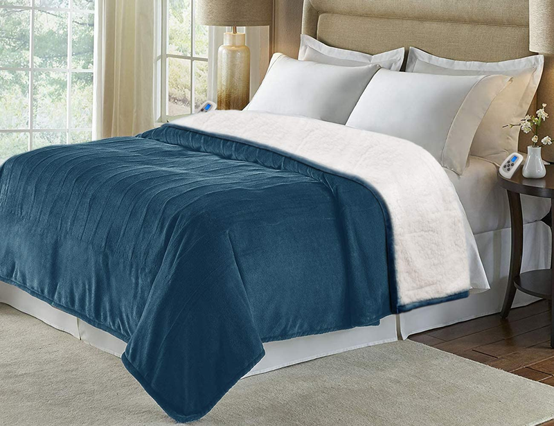 King Size Electric Blanket,Flannel Sherpa Washable and Comfortable Heated Blanke