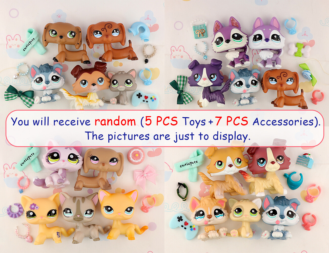 Littlest Pet Shop lps Pets 5pcs Random and lps Accessories 7pcs Random