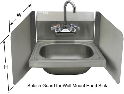 Wall Mount Stainless Steel Splash Guard 17"x12" for Hand Sink SP-S1712, 1 Piece
