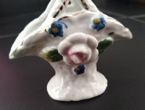 Vintage Toothpick Holder Basket Floral Design Made In Japan