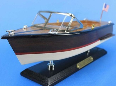 Wooden Chris Craft Runabout Model Speedboat 14"