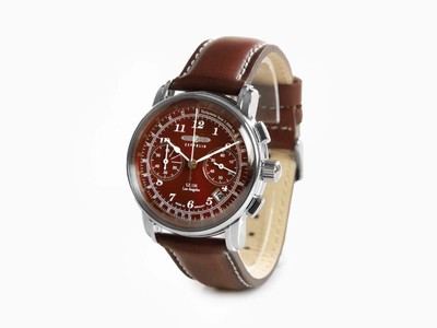 Pre-owned Zeppelin Lz126 Los Angeles Quartz Watch, Red, 42 Mm, 7614-6